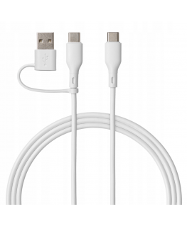 Qualo QRC-CC+A-00 Cable 2in1 USB-C – USB-C / USB-A adapter / 1.5m / white