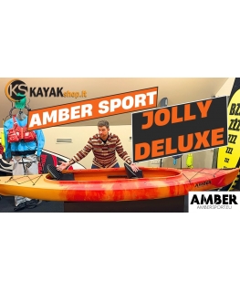 Двухместная туристическая байдарка AMBER JOLLY DELUXE, 395 x 84 x 34 см, 39 кг, HDPE, желто-оранжевая