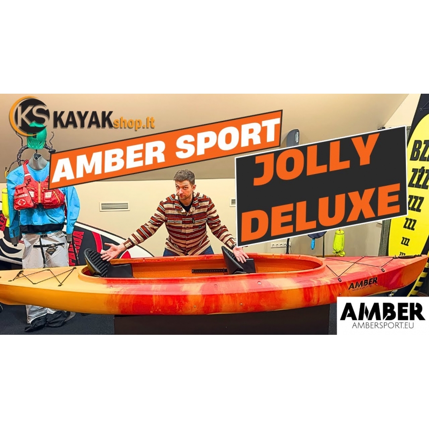 Kaksipaikkainen turistikajakki AMBER JOLLY DELUXE, 395 x 84 x 34 cm, 39 kg, HDPE, keltainen oranssi