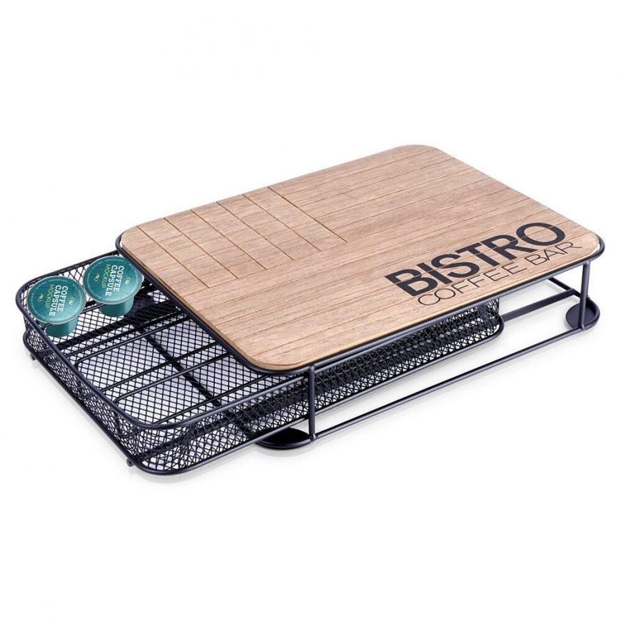 Металлический черный поддон для капсул кофе Vilde BISTROT размером 30,5x24x6,5 см