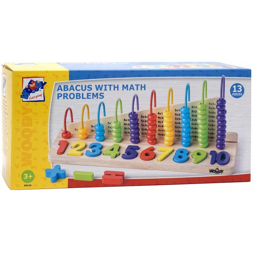 Woody 90220 Eco Wooden Educational Toy – Learning Mathematics (13 pcs) for Children from 3 Years (34x16.5x12cm)