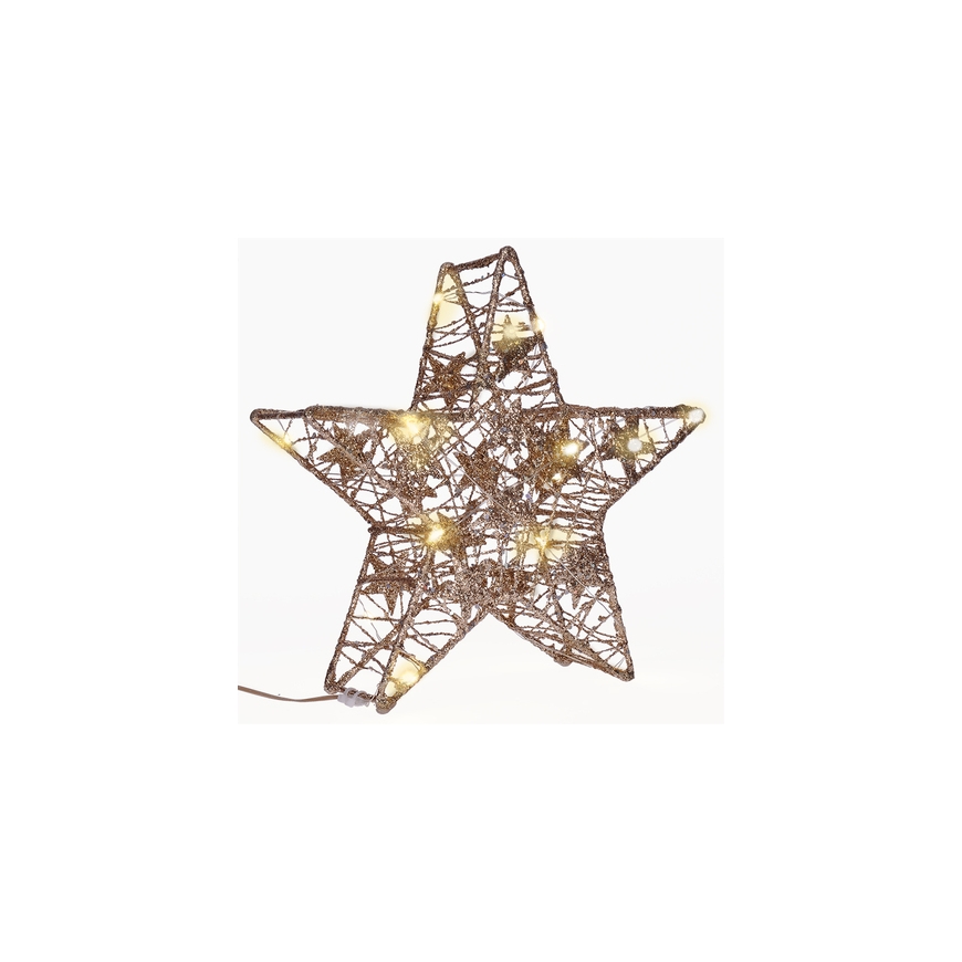 Solight Christmas Star Glitter, Gold, Metallic, 14x LED, 2x AA