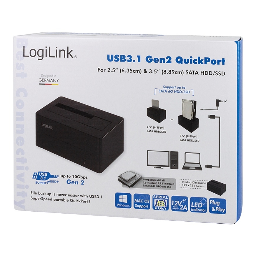 LogiLink QP0027 saugojimo diskų prijungimo stotis USB 3.2 Gen 2 (3.1 Gen 2) Type-C Juoda – 2