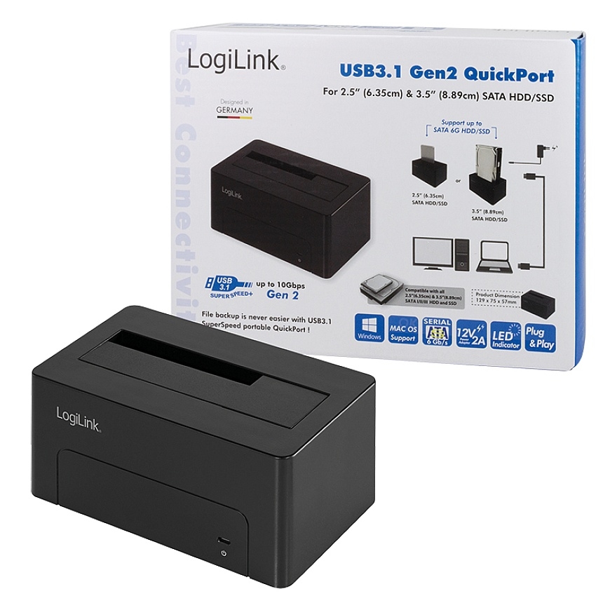 LogiLink QP0027 tallennusaseman telakointiasema USB 3.2 Gen 2 (3.1 Gen 2) Type-C musta – 3