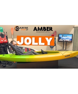 Dvivietė turistinė baidarė AMBER JOLLY, 395 x 84 x 34 cm, 37 kg, HDPE, žalios ir geltonos spalvos