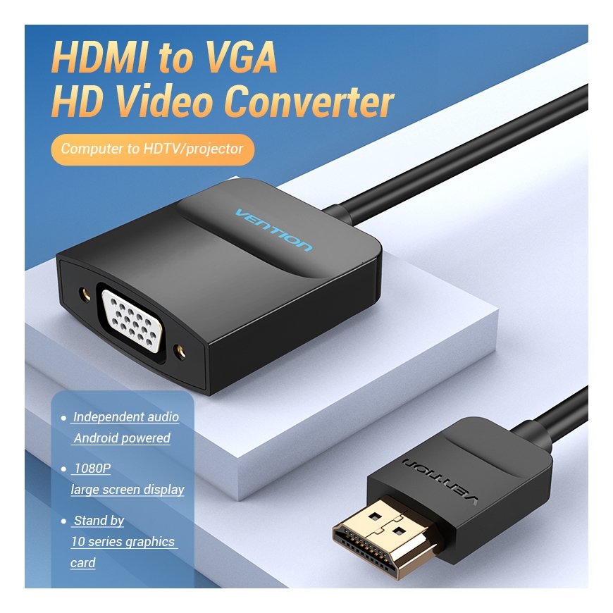 Vention 42154 видео кабель адаптер 0,15 m HDMI Тип A (Стандарт) VGA (D-Sub) Черный – 3