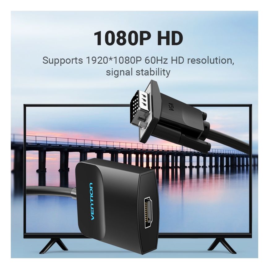 Vention ACNBB video kabeļu aksesuārs 0,15 m VGA (D-Sub) HDMI + Micro-USB + 3.5mm Melns – 2