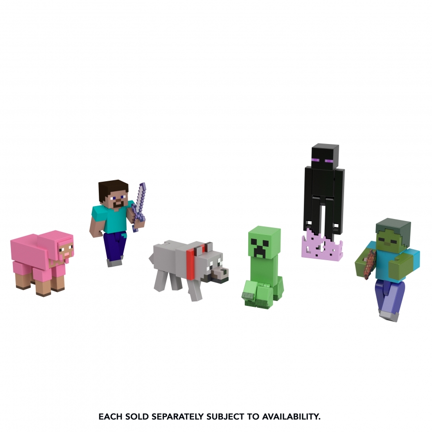 Minecraft Action Figures & Accessories Set, 3.25-inch Scale Collectible Toys (Characters May Vary) – 3