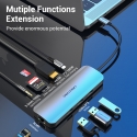 Vention Multi-function USB-C to HDMI/USB3.0x3/RJ45/SD/TF/TRRS 3.5mm/PD Docking Station 0.15M Gray Al Vention Multi-function USB-C to HDMI/USB3.0x3/RJ45/SD/TF/TRRS 3.5mm/PD Docking Station 0.15M Gray Al