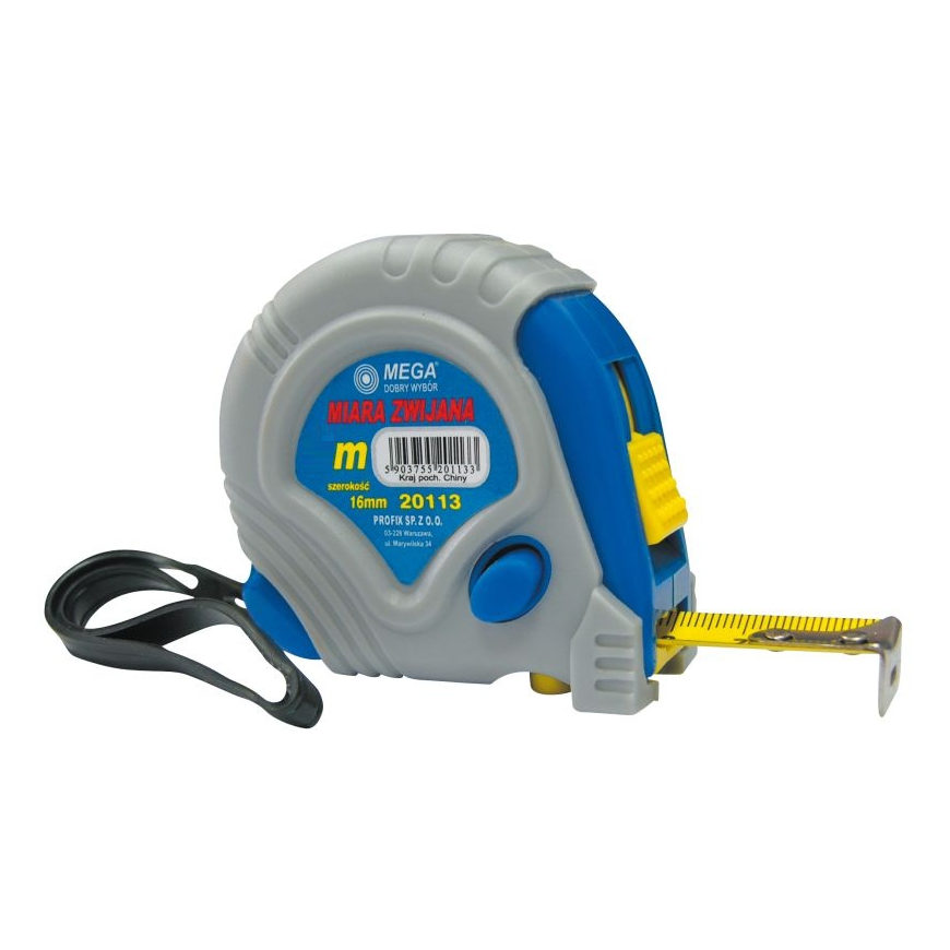 Tape measure 5mx19mm, rubber case, class II