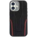 Case Audi R8 Genuine Leather MagSafe for iPhone 17 black-red