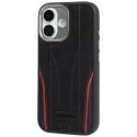 Case Audi R8 Genuine Leather MagSafe for iPhone 17 black-red