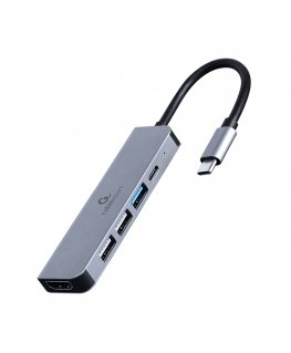 Gembird A-CM-COMBO5-03 knyginių kompiuterių dokas / jungčių replikatorius Vielinis USB 3.2 Gen 1 (3.1 Gen 1) Type-C Sidabras