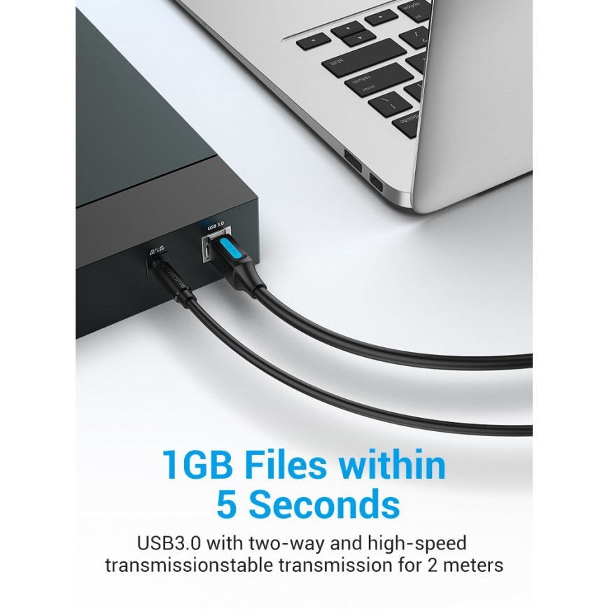 Vention COOBI USB kabelis USB 3.2 Gen 1 (3.1 Gen 1) 3 m USB A USB B Juoda – 5