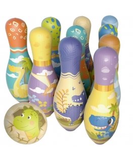 WOOPIE minkštas boulingo įgūdžių žaidimas su dinozaurų motyvais, 12 dalių rinkinys