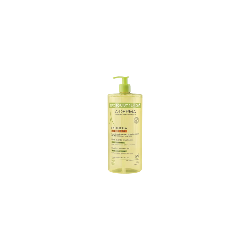 A Derma EXOMEGA CONTROL hoitava suihkuöljy 1000 ml – 2