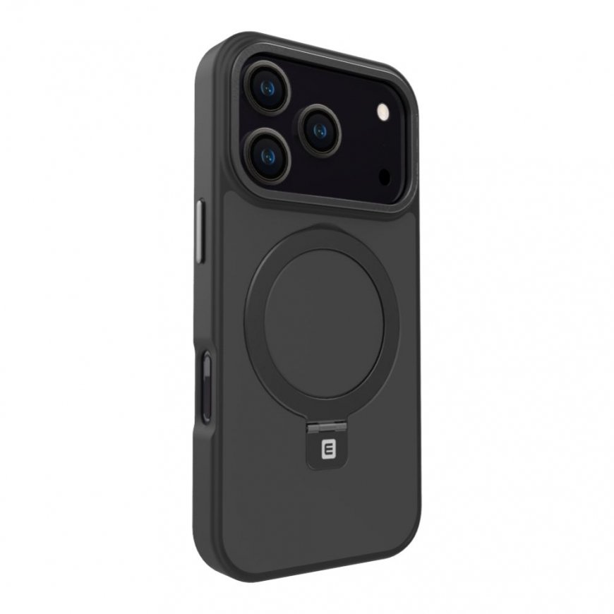Apple iPhone 17 Pro dėklas su MagSafe ir laikikliu, matinė juoda spalva
