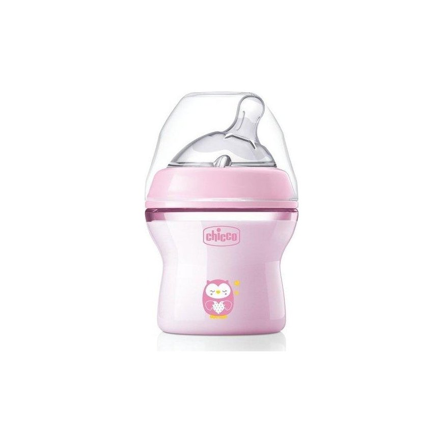 Chicco plastmasas pudelīte NaturalFeeling rozā krāsā