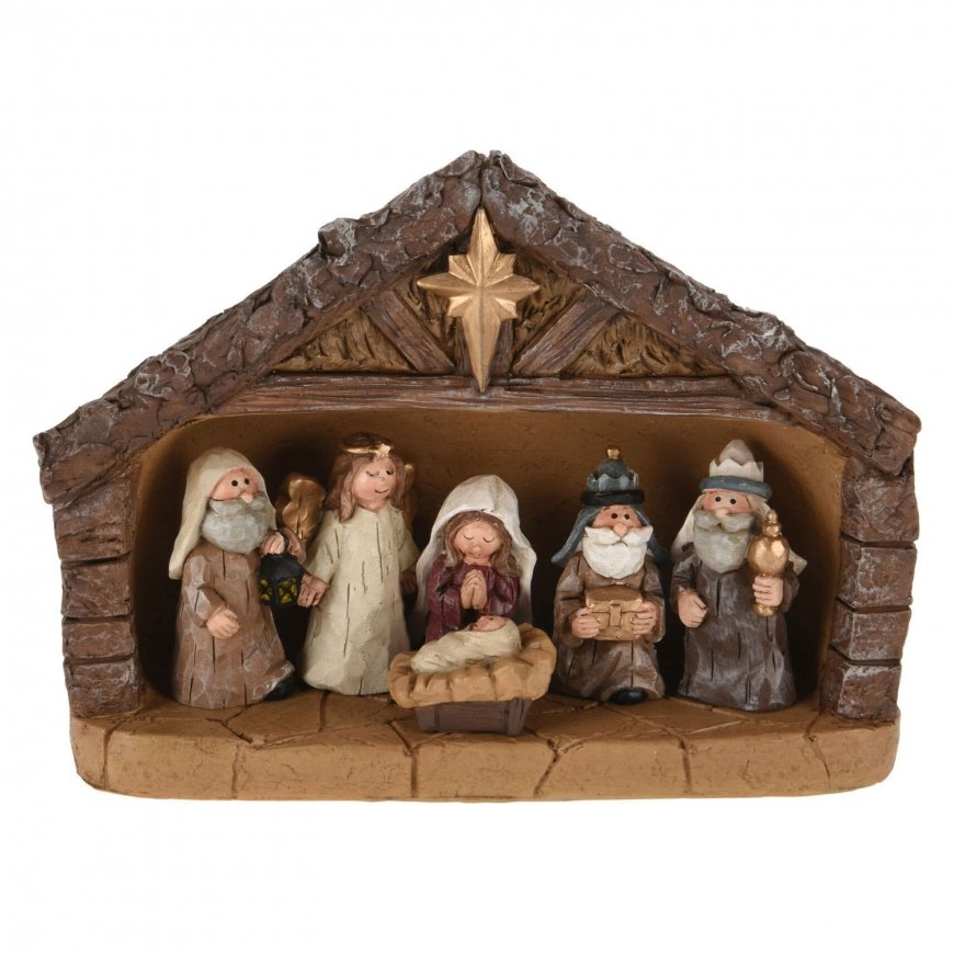 Resin Nativity Scene for Christmas, 24 x 18 cm