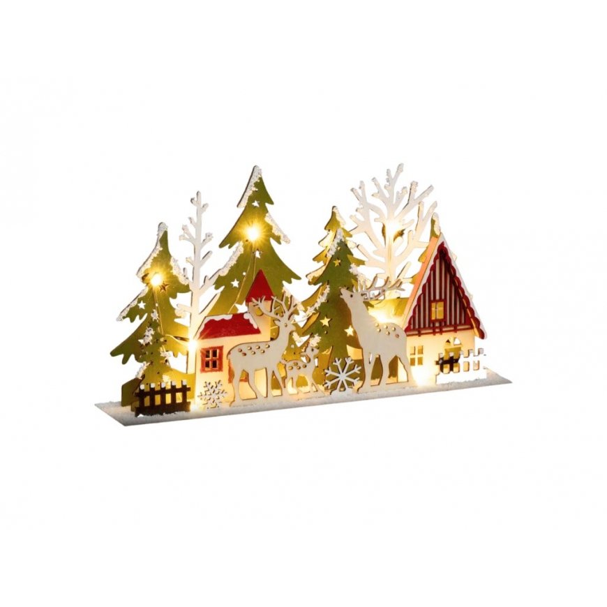 Fééric Lights and Christmas -joulukylä, vanerinen joulunäyttämö