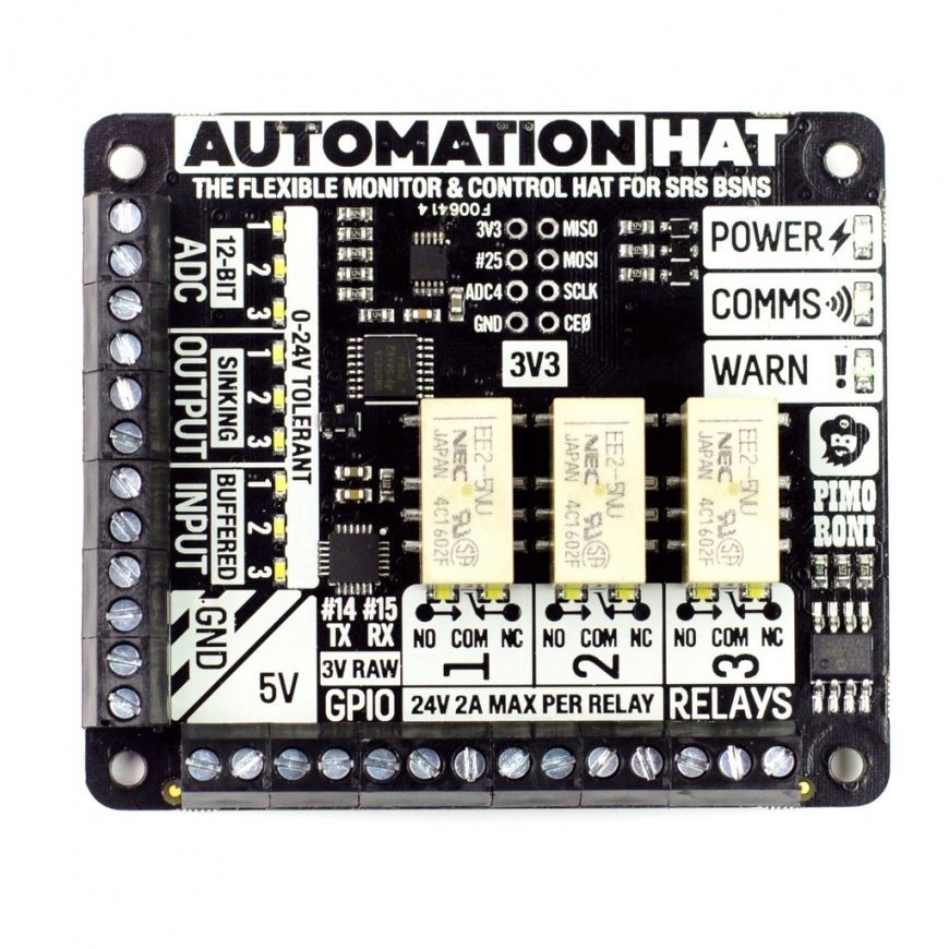 Pimoroni Automation HAT Valvonta- ja automaatiosäädin musta – 3