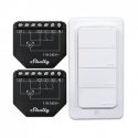Rinkinys iš 2 langinių/užuolaidų WiFi valdiklių Shelly Shutter + BLU RC mygtukas 4 Rinkinys iš 2 langinių/užuolaidų WiFi valdiklių Shelly Shutter + BLU RC mygtukas 4