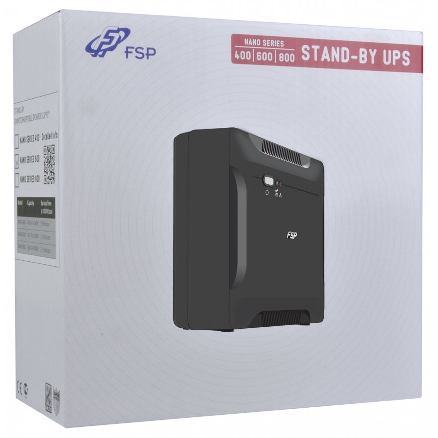 FSP Nano 800 uninterruptible power supply (UPS) Standby (Offline) 0.8 kVA 480 W 2 AC outlet(s) – 4