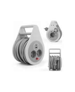 Plastrol savērpjamais pagarinātājs 10m 3x1mm2 16A ar termisko drošinātāju + USB-A + USB-C