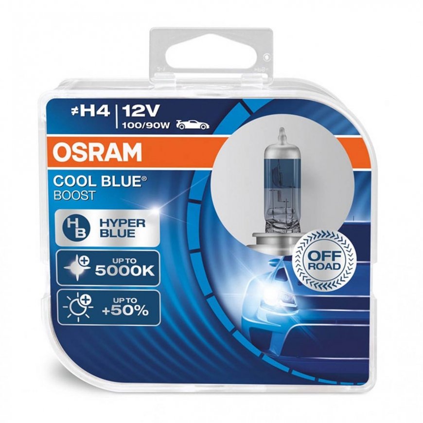 OSRAM automobilinės lemputės COOL BLUE BOOST H4 100/90W 12V P43T 2vnt – 2