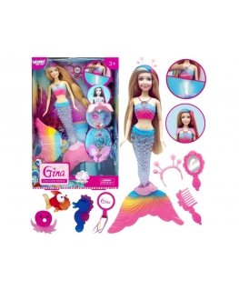 WOOPIE Gina Magic Rainbow Mermaid Doll su priedais