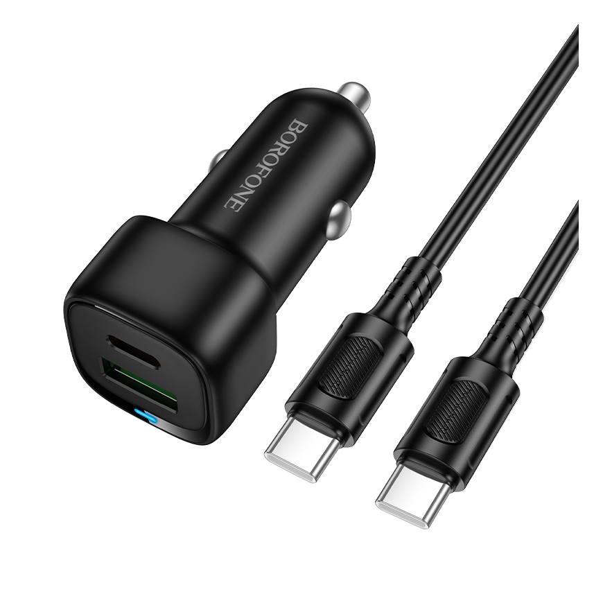 Borofone Car charger BZ34B Cloud - USB + Type C - QC 3.0 PD 38W