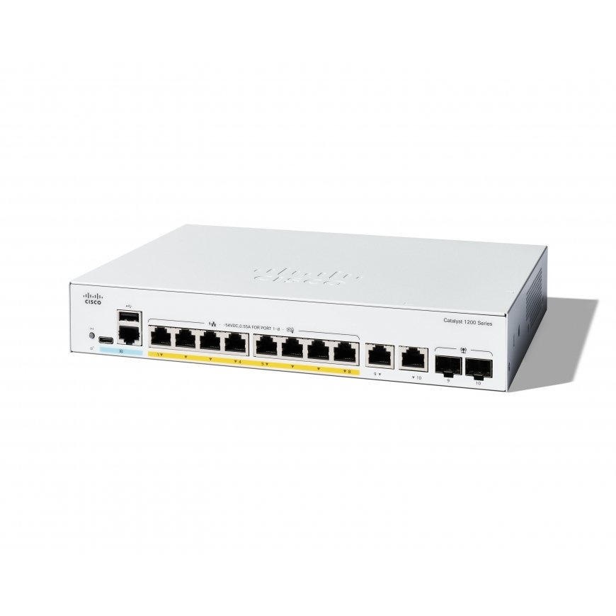Cisco C1200-8P-E-2G tinklo komutatorius Valdomas L2/L3 Gigabit Ethernet (10/100/1000) Balta
