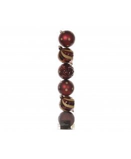 Decoris Shatterproof Christmas Tree Ornament Set, 15 cm, Oxblood and Gold, 6 pcs