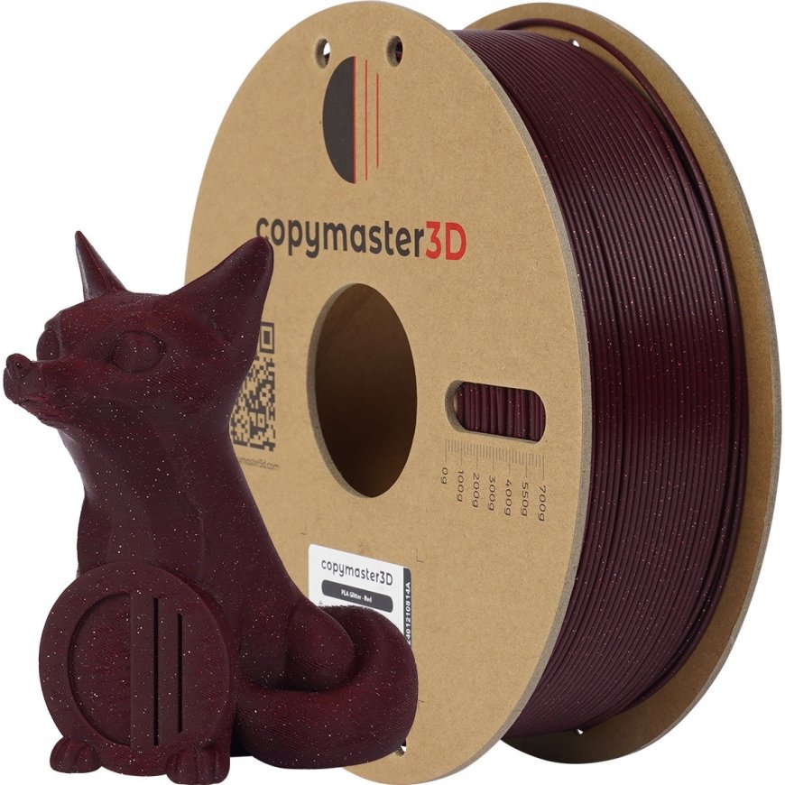 Copymaster3D PLA Glitter Filament for 3D Printer, 1.75 mm, Sparkling Red