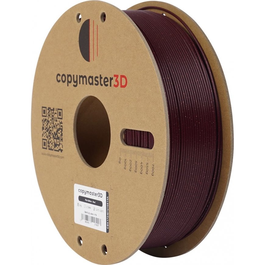 Copymaster3D PLA Glitter -filamentti 3D -tulostimeen, 1.75 mm, kimaltava punainen – 3