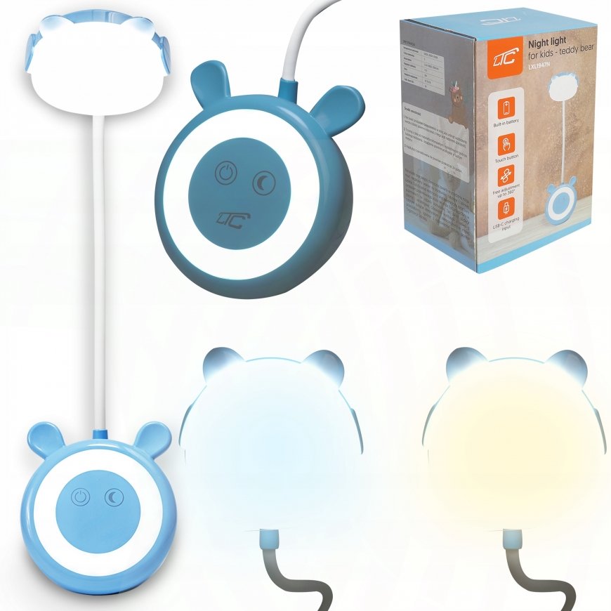 Lamex LED karu kujulaua lamp 3W, 3000/4500/6000K, reguleeritav, 1200mAh, sinine, LTC – 2