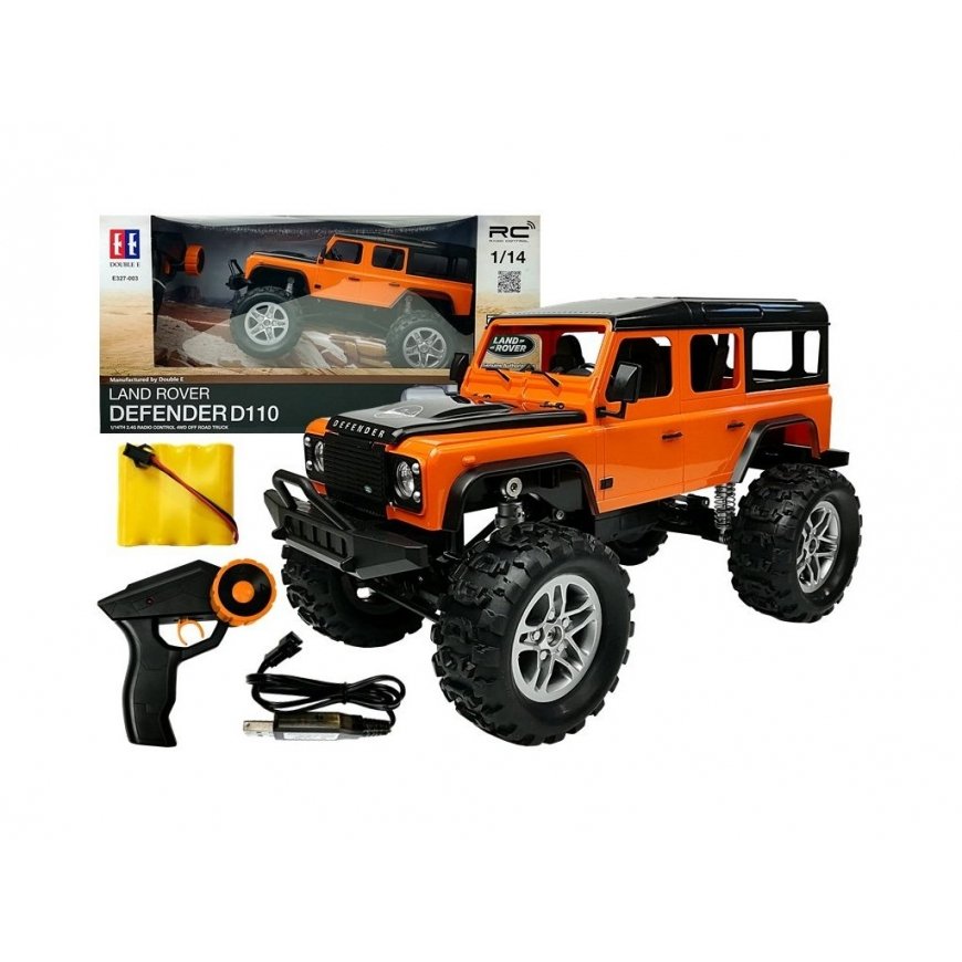 Double E Remote Controlled Car "Land Rover Defender R/C Orange" 1:14 – 2