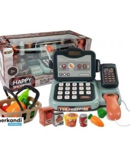 Lean Toys Žaislinis kasos aparatas su mikrofonu ir skeneriu