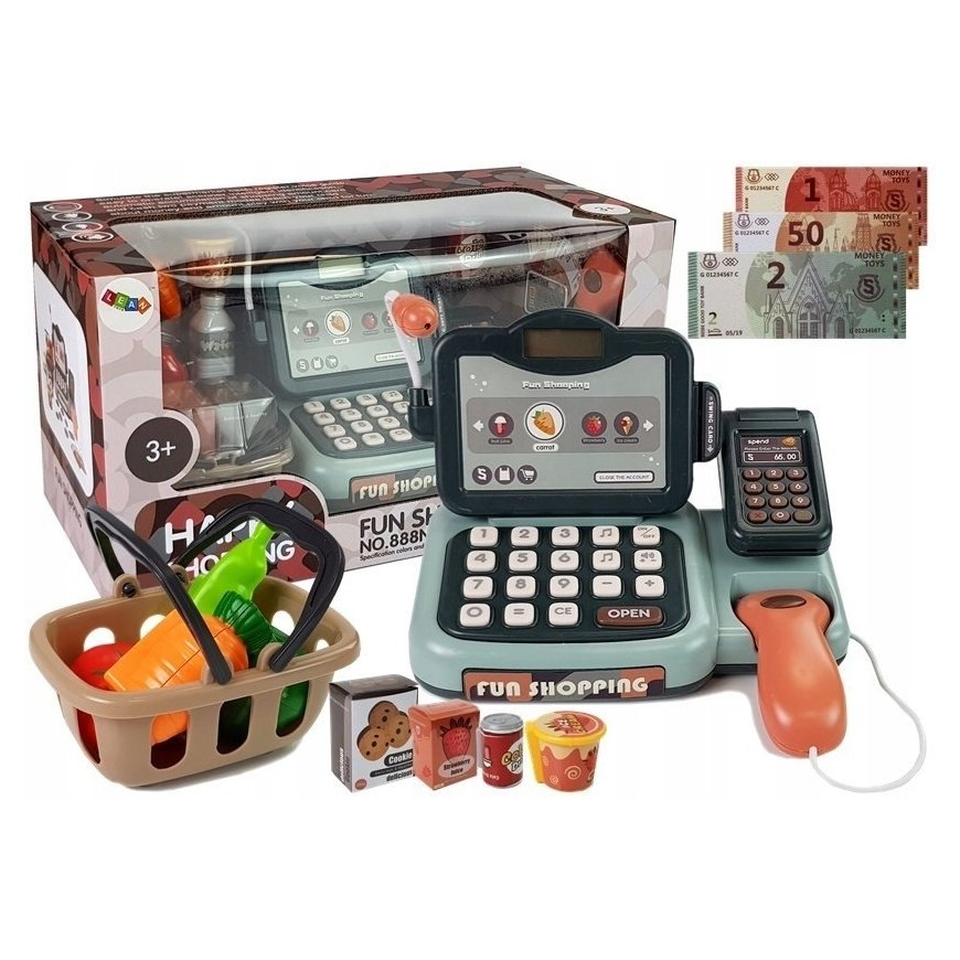 Lean Toys Žaislinis kasos aparatas su mikrofonu ir skeneriu – 2