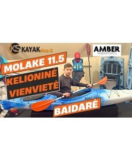 Vienvietė žvejybinė minama baidarė AMBER CEBO 9.4, FLAP pedal, 285 x 85 x 35 cm, Juodas Cyan, HDPE