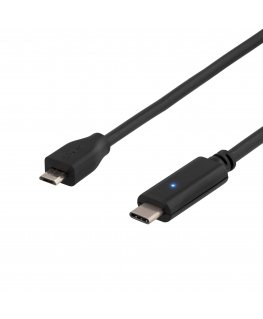 Deltaco USB 2.0 cable, Type C M, Type MIcro B M, 0.5m, black