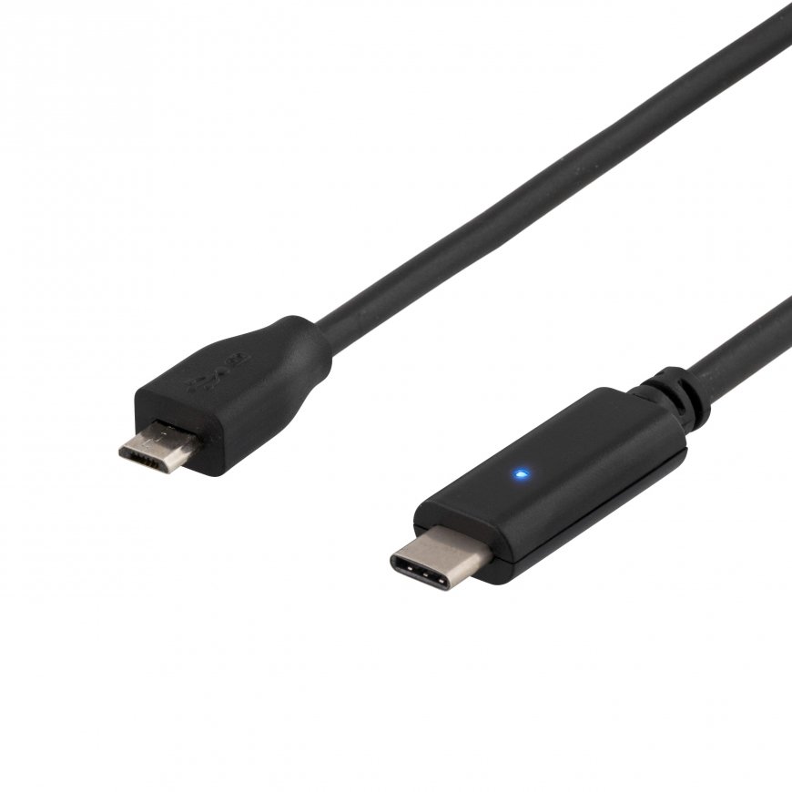 Deltaco USBC-1023 USB-kaabel USB 2.0 0,5 m Micro-USB B Must