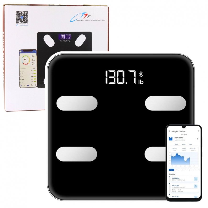 Lean Elektroninės vonios svarstyklės su Bluetooth funkcija ir LED ekranu, 28x28 cm – 2