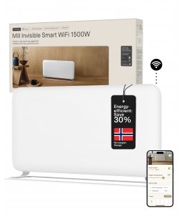 Mill WiFi Panel Heater | PA1500WIFI4A | Panel Heater | 1500 W | Suitable for rooms iki 22 m² | Baltas | IPX4