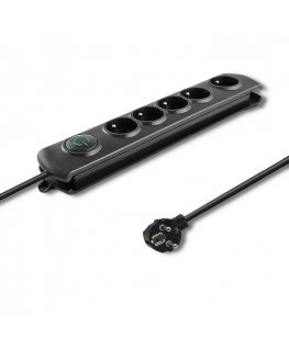 Qoltec 50269 pārsprieguma aizsargs Melns 5 Maiņstrāvas izvade (-s) 230 V 1,8 m