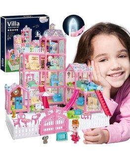 WOOPIE lėlių namelio vila su aksesuarais ir šviečiančia lėle, 275 vnt.
