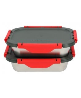 Sky Vision WFH10 food storage container Rectangular 0.925 L Grey, Stainless steel, Transparent 2 pc(s)