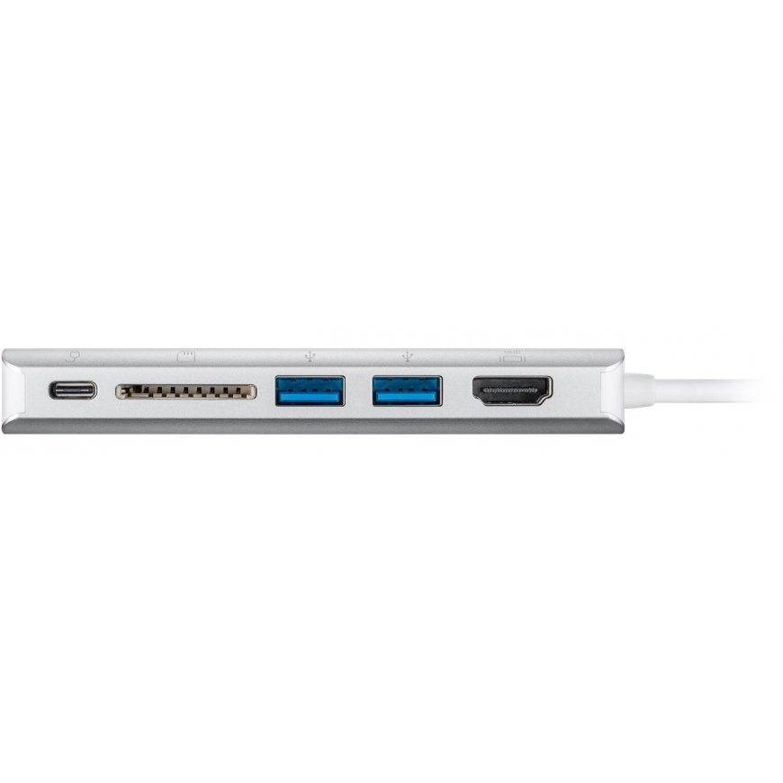 Goobay USB-C Multiport Adapter (HDMI 4k 30 Hz, USB, CR, RJ45, PD), Aluminium, Silver – 4