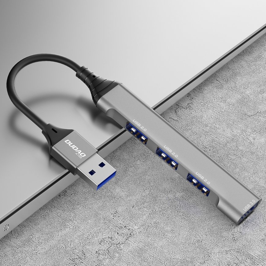 DUDAO 4-IN-1 multi-functional USB hub Charging Vadu USB 3.2 Gen 1 (3.1 Gen 1) Type-A Pelēks – 3