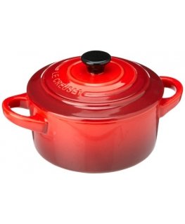 Le Creuset akmens masės indų rinkinys iš 4 smulkių troškintuvų 10x5cm ugnikalnio.